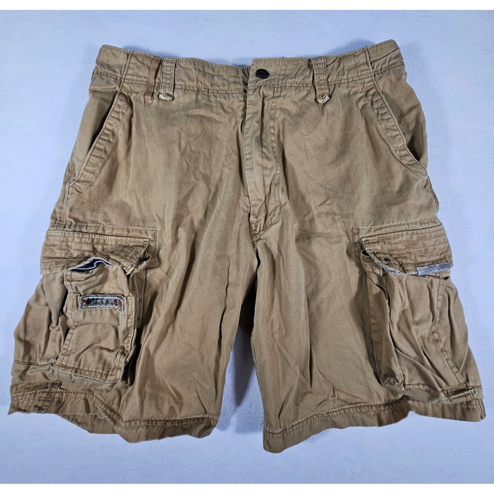 WearFirst Mens Khaki Tan Cotton Twill Cargo‎ Shorts Utility Pockets Size 34